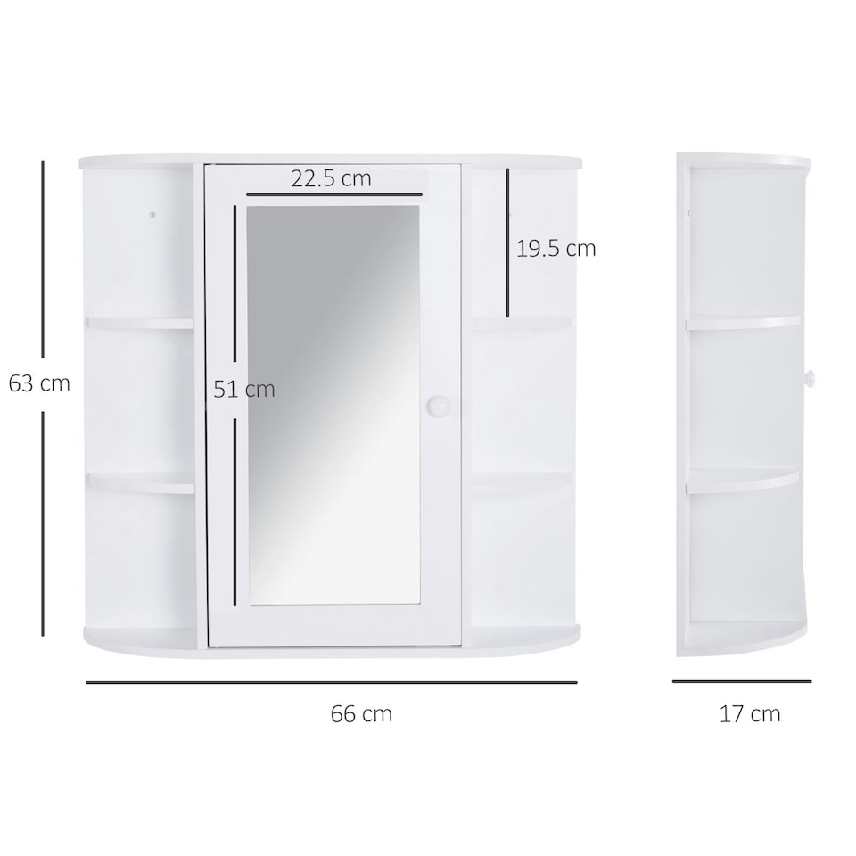 image 1 of HOMCOM Wall Mounted Bathroom Cabinet w/ Mirror Single Door Storage Shelves