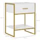 image 5 of HOMCOM Bedside Table with Storage Drawer and Open Shelf, Modern Nightstand, Side Table with Metal Frame for Bedroom, Living Room, White