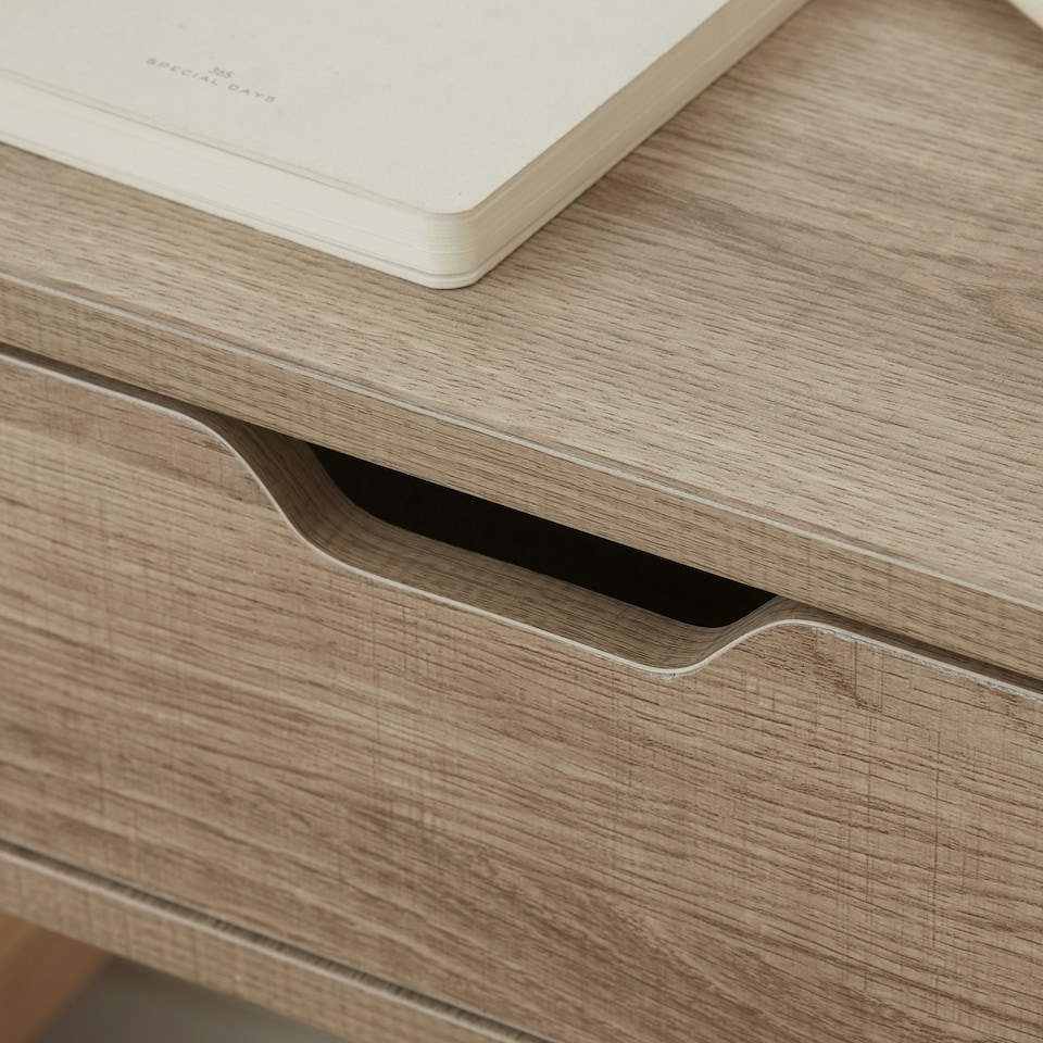 image 1 of HOMCOM Floating Nightstand Set of 2, Nightstand with Drawer, Rustic Brown