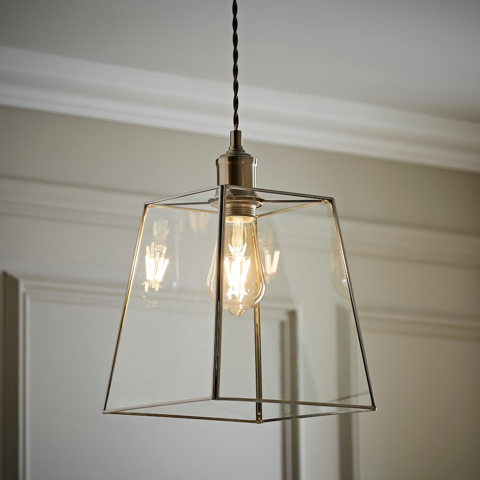 image 1 of ValueLights Susie Glass Pendant Lantern Chrome Lamp Shade | Chrome