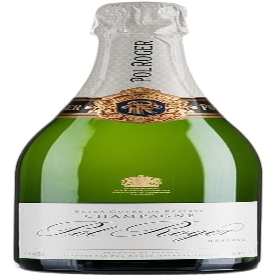 image 1 of Pol Roger Brut Reserve Champagne and Flutes in Wooden Hinged Presentation Box 75cl 12.5% abv