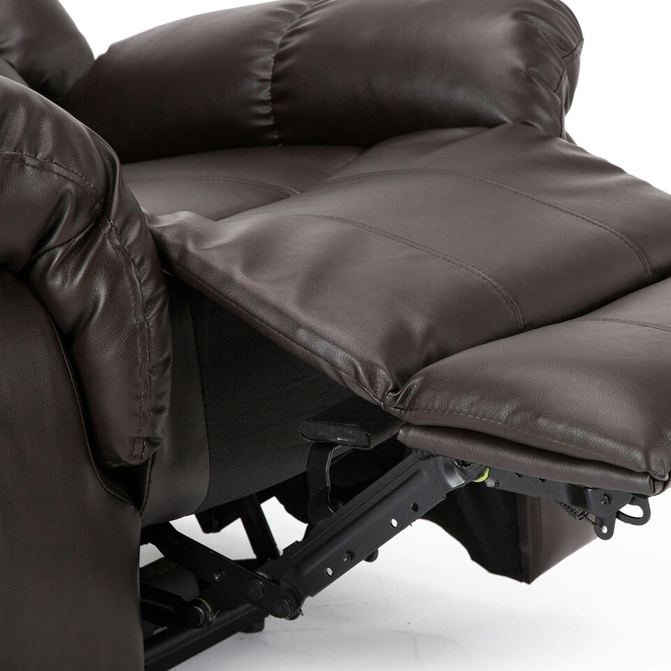 image 1 of Seattle Electric Automatic Recliner Home Lounge Bonded Leather Chair (Brown)