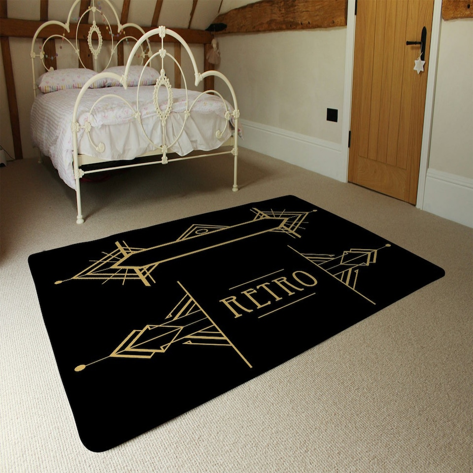 image 1 of Art Deco Retro (Rug) Black | Large: 140x200cm