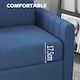 image 5 of HOMCOM 2 Seater Sofa, Channel Tufted Modern Fabric Couch, Comfy Upholstered Small Sofa Loveseat with Spring Cushion, Back Pillow, for Living Room, Bedroom, Office, Blue | Blue | One Size