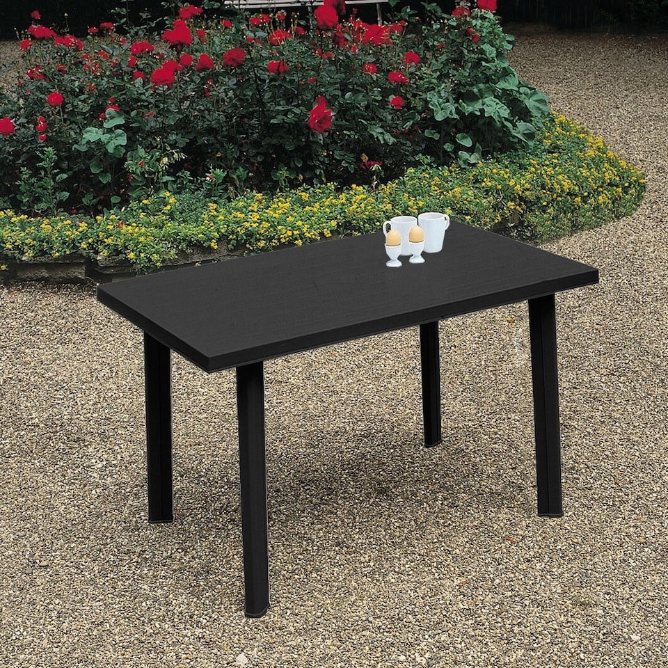 image 1 of Plastic Outdoor Rectangle Anthracite Garden Dining Table & Chair Furniture Set