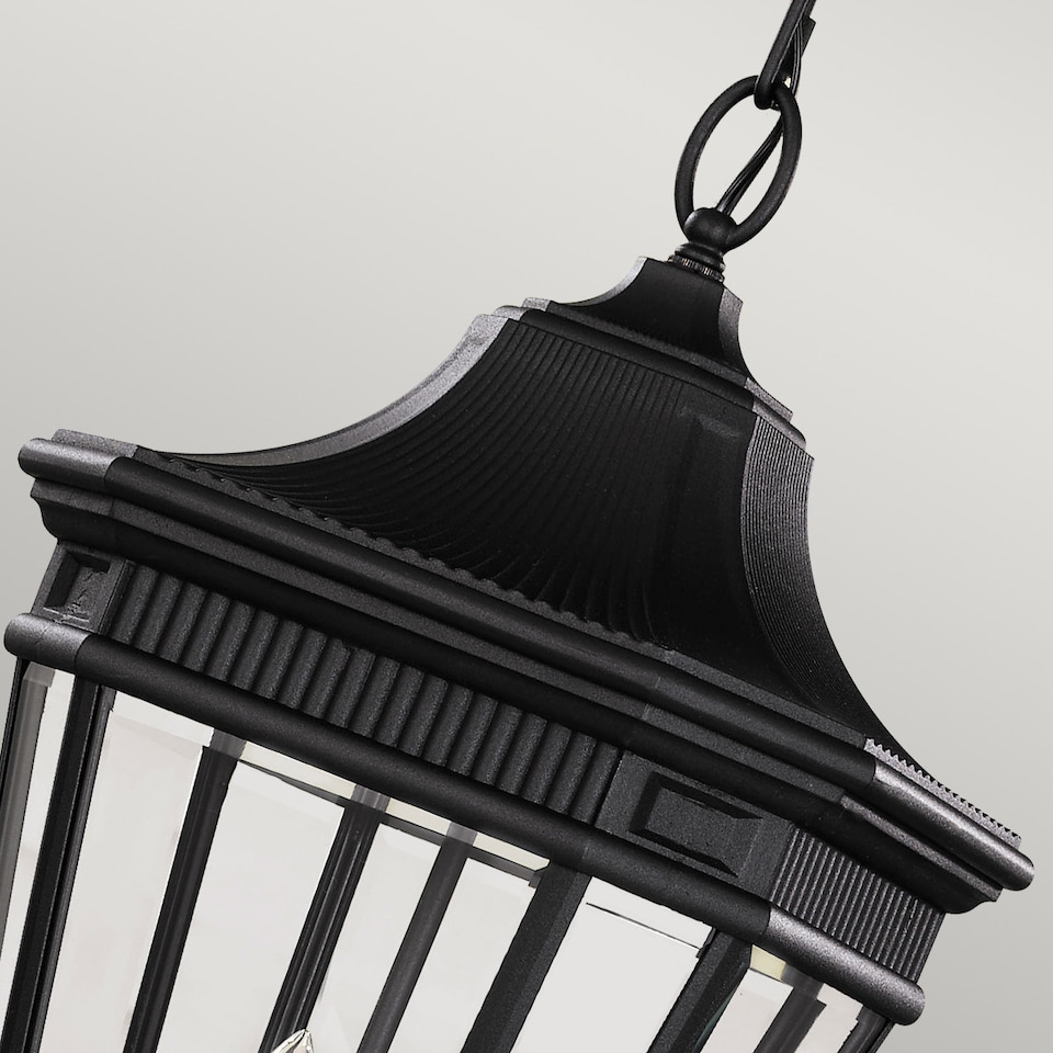 image 1 of Cotswold Lane 3 Light Large Outdoor Ceiling Chain Lantern Black, E14