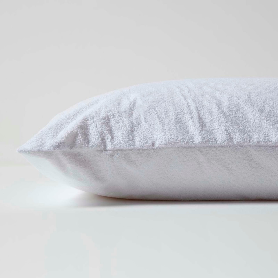 image 1 of Homescapes Terry Towelling Waterproof Pillow Protectors - 80 x 80 cm - Pack of 4 White