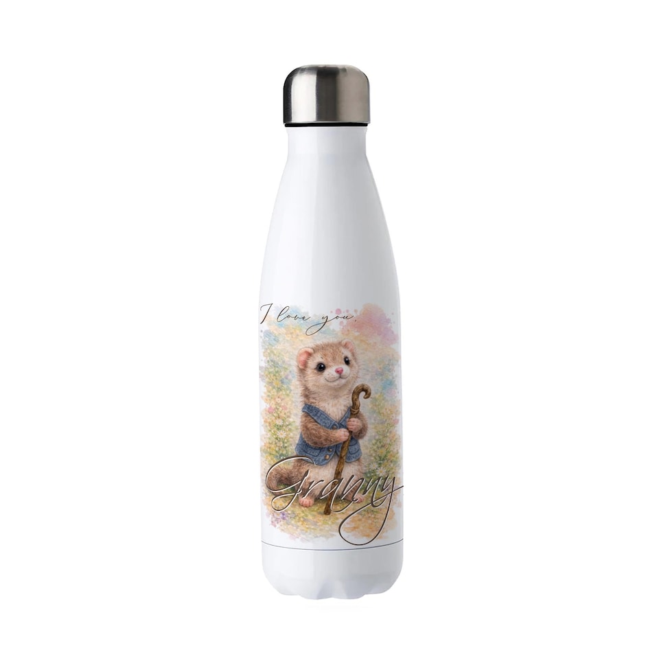 image 1 of Fuzzy Feret Reusable Metal Water Bottle - For Granny