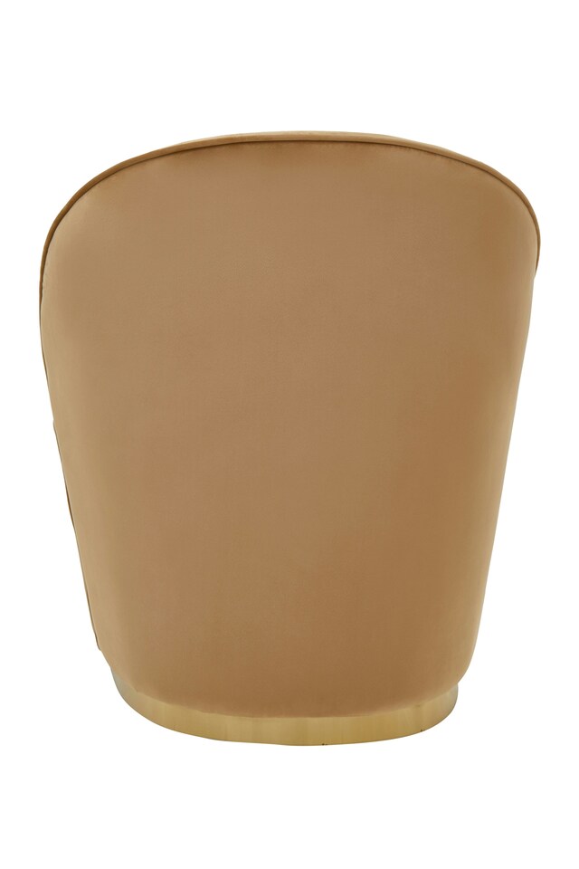 image 1 of Interiors by Premier Beige Velvet Base Chair with Golden Base, Complete Velvet Upholstery of Lounge Chair for Living Room