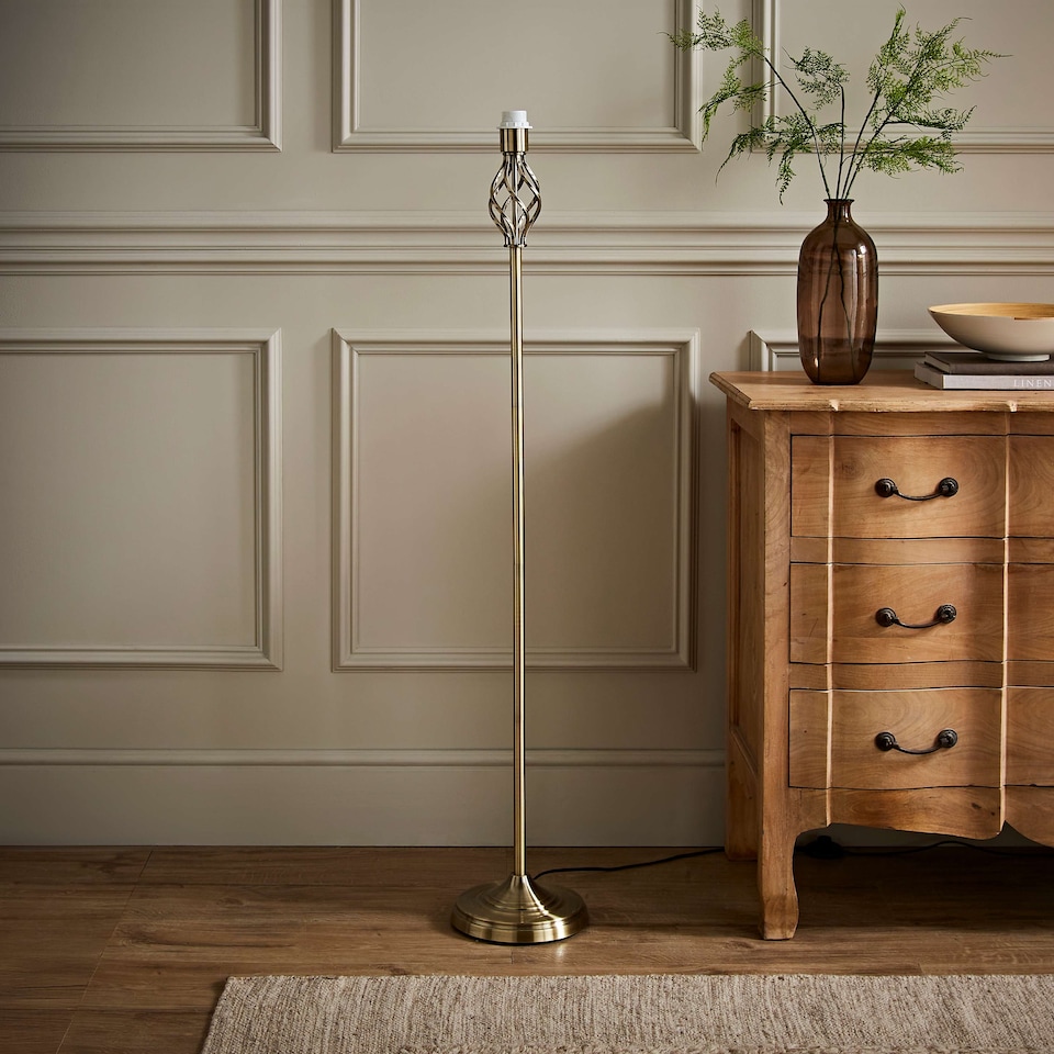 image 1 of ValueLights Memphis Twist Antique Brass Floor Lamp Base Only | Gold