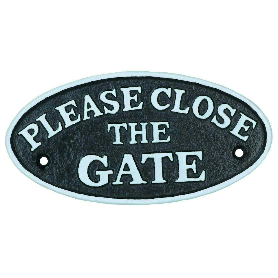 image 1 of Please Close The Gate Black Cast Iron Sign Plaque Door Wall House Home Yard