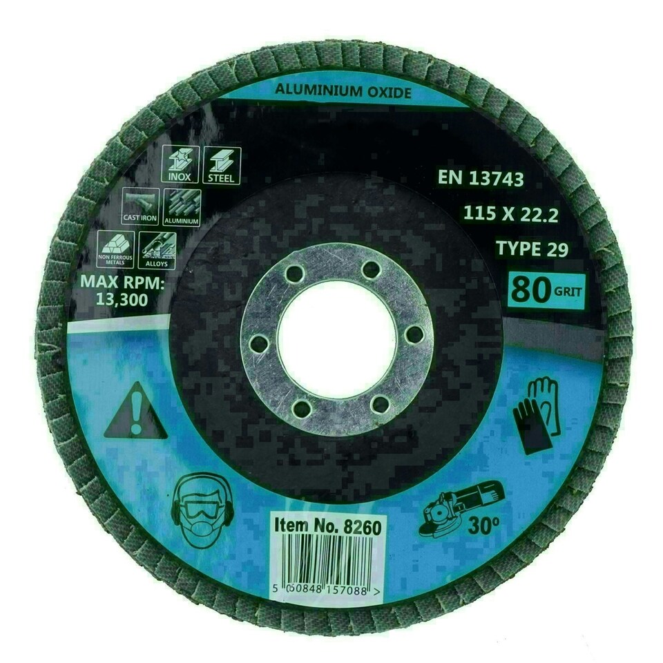 image 1 of Type 29 Premium Flap Grinding Sanding Discs 80 Flaps 80 Grit Medium 115mm 200pk