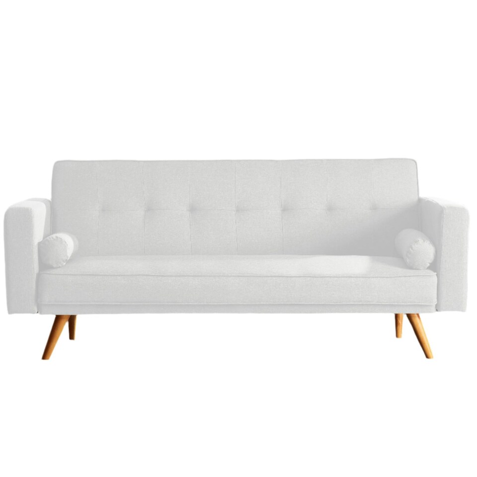 image 1 of STYLISH LINEN FABRIC UPHOLSTERED CLIC CLAC SOFA BED IN CREAM