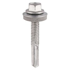 Timco - Self-Drilling Screws - Hex - For Heavy Section Steel - Exterior - Silver - With EPDM Washer (Size 5.5 x 38 - 100 Pieces)