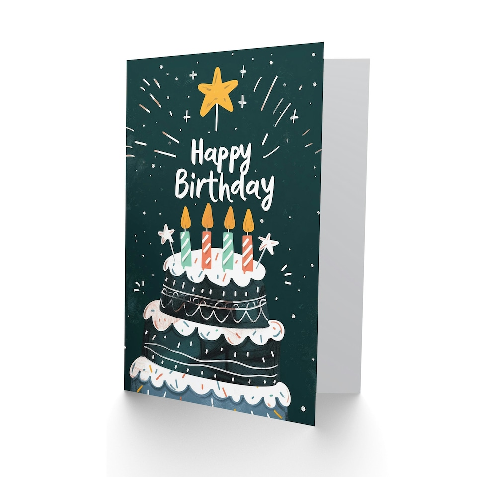 image 1 of Cake Candles Sparkling Stars Fun Man Woman Birthday Card