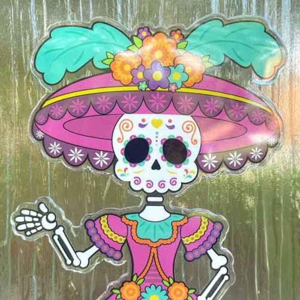 image 1 of Assorted Day of The Dead Halloween Gel Stickers Window Decorations