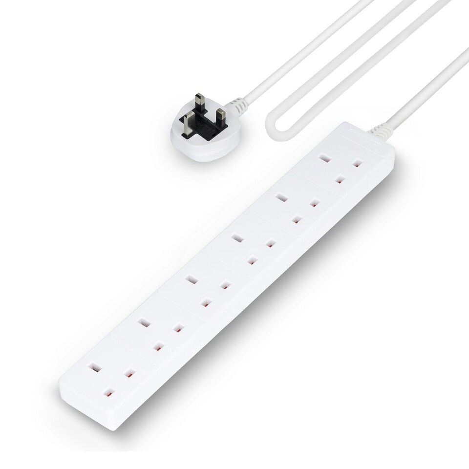 image 1 of GEEPAS 6 Gang Extension Lead, 1M Cable