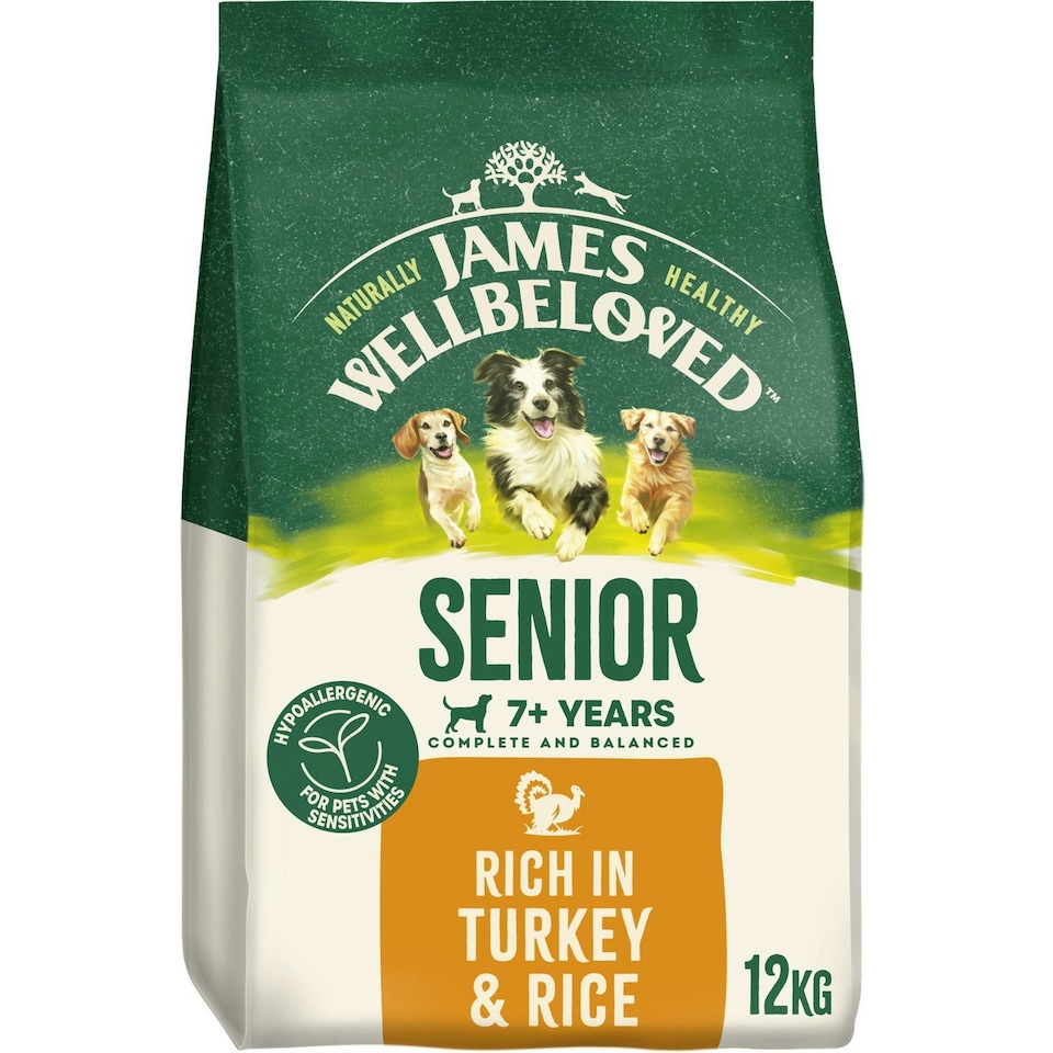 image 1 of James Wellbeloved 7+ Years Senior Dry Dog Food Rich in Turkey & Rice 12kg
