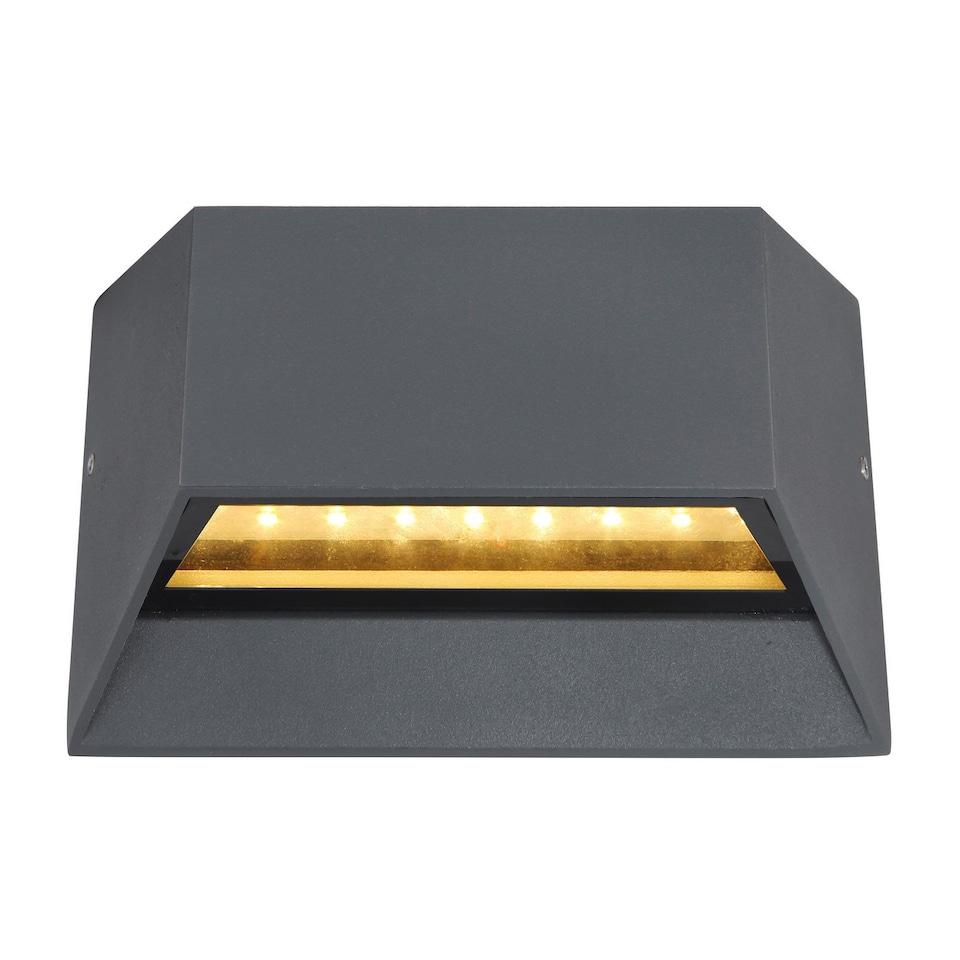 image 1 of Honna Outdoor Up Down Wall Lamp Anthracite IP54 Clear Glass Shade LED 3000K
