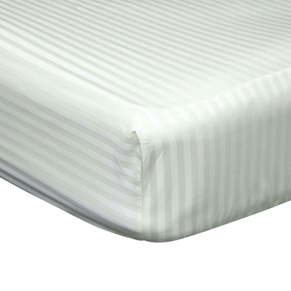 Belledorm 540 Thread Count Satin Stripe Extra Deep Fitted Sheet - Ivory - Kingsize