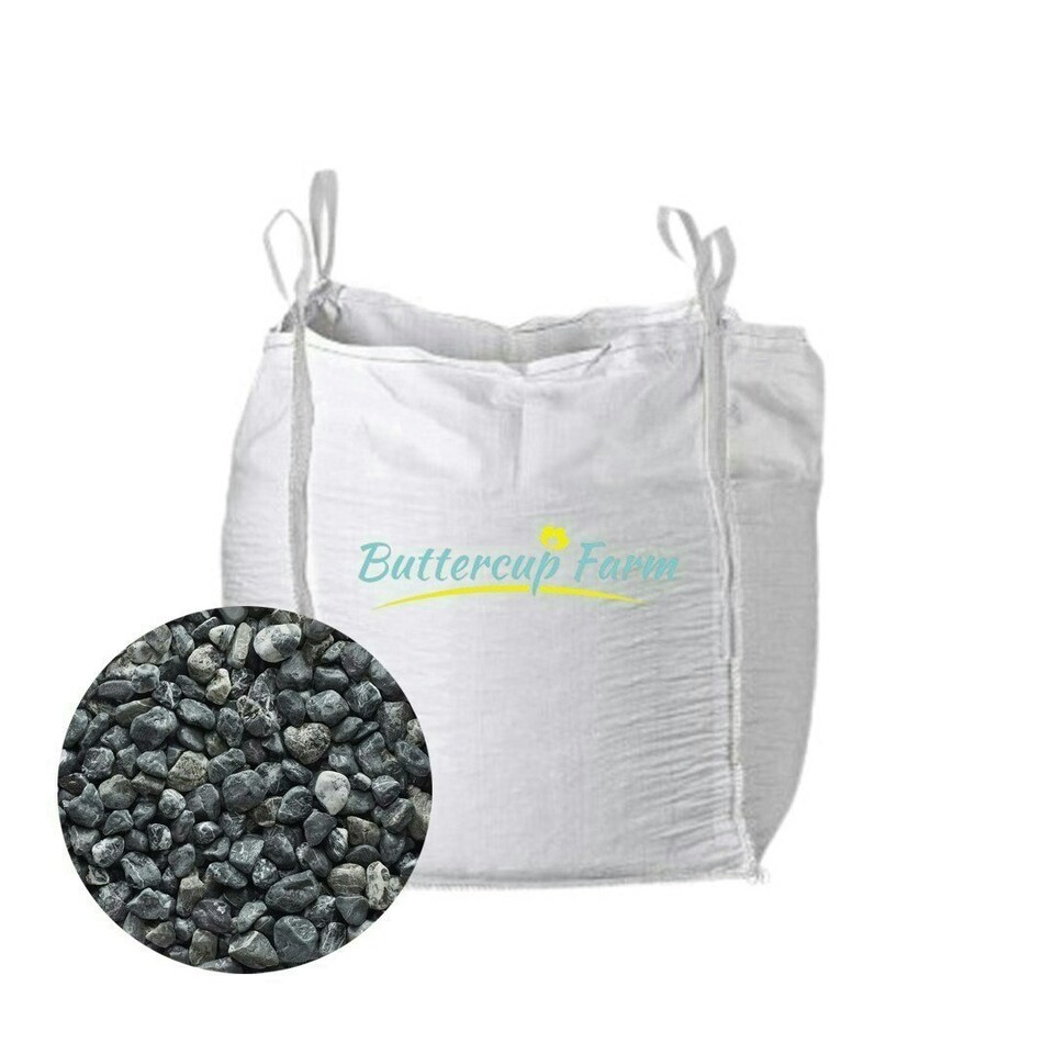 image 1 of 60-100mm Black round and oval Pebbles - Premium Aggregate Bulk Bag - 850 kilos