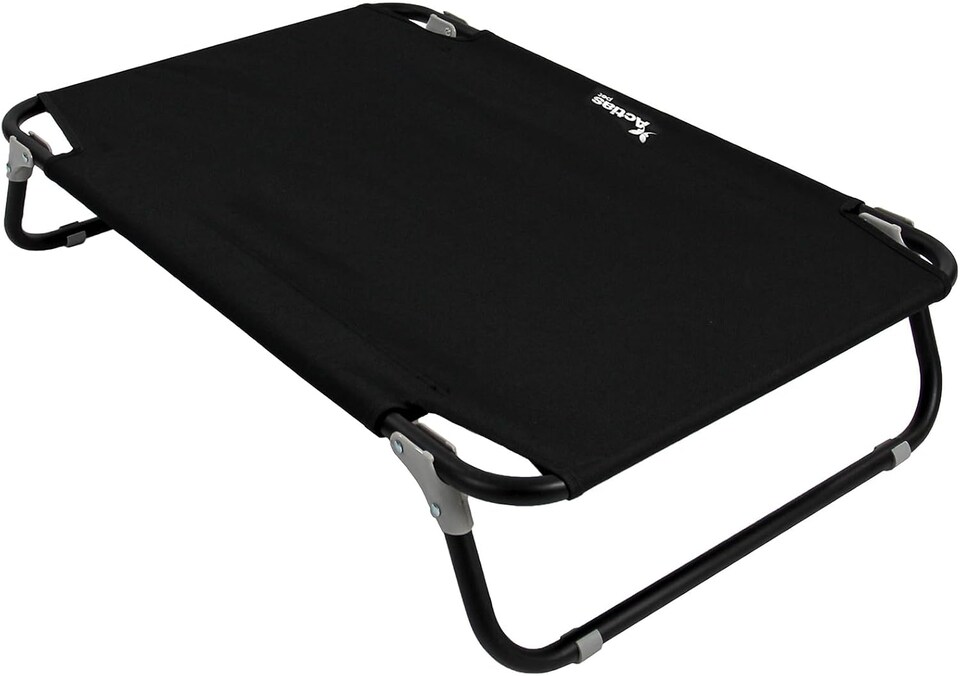 image 1 of Actiaspet Elevated Folding Dog Bed Indoor Outdoor Pet Cot Steel Frame (Black, Medium)