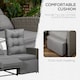 image 4 of Outsunny 4 Piece Rattan Garden Furniture Set with Sofa, Glass Table, Grey | Grey | Grey