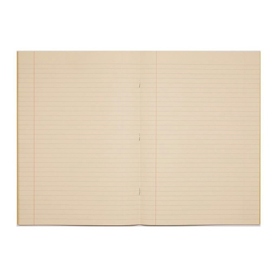 image 1 of Pack of 10 Rhino A4 48 Page Yellow with Cream Tinted Paper 8mm Lined with Margin Exercise Books