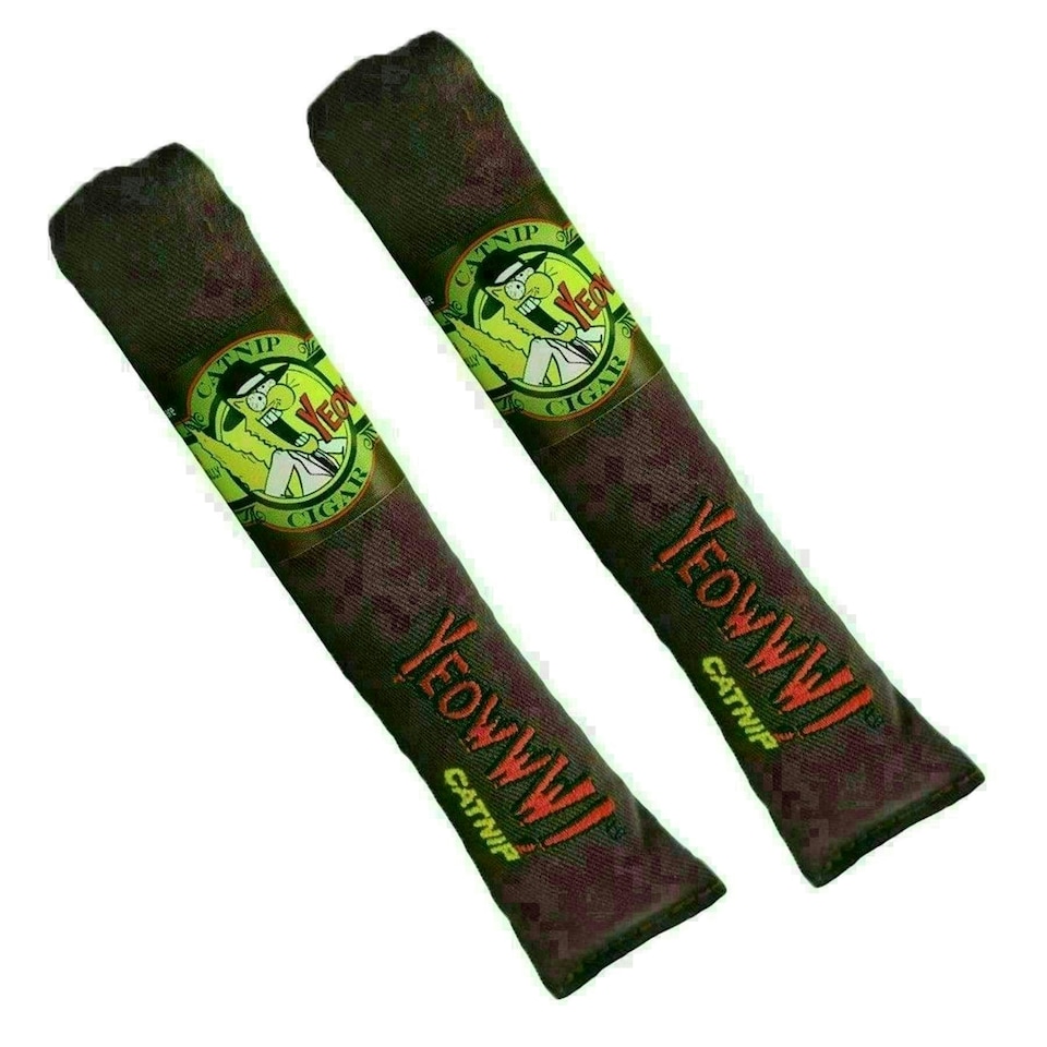 image 1 of 2PK Yeow Interactive Cat Kitten Brown Cigar With Catnip Cat Play Toy Cat Gift