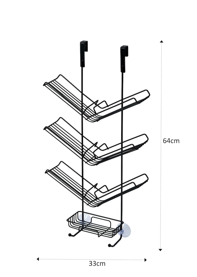 image 1 of Showerdrape Atrium 3 Tier Hanging Black Shower Caddy