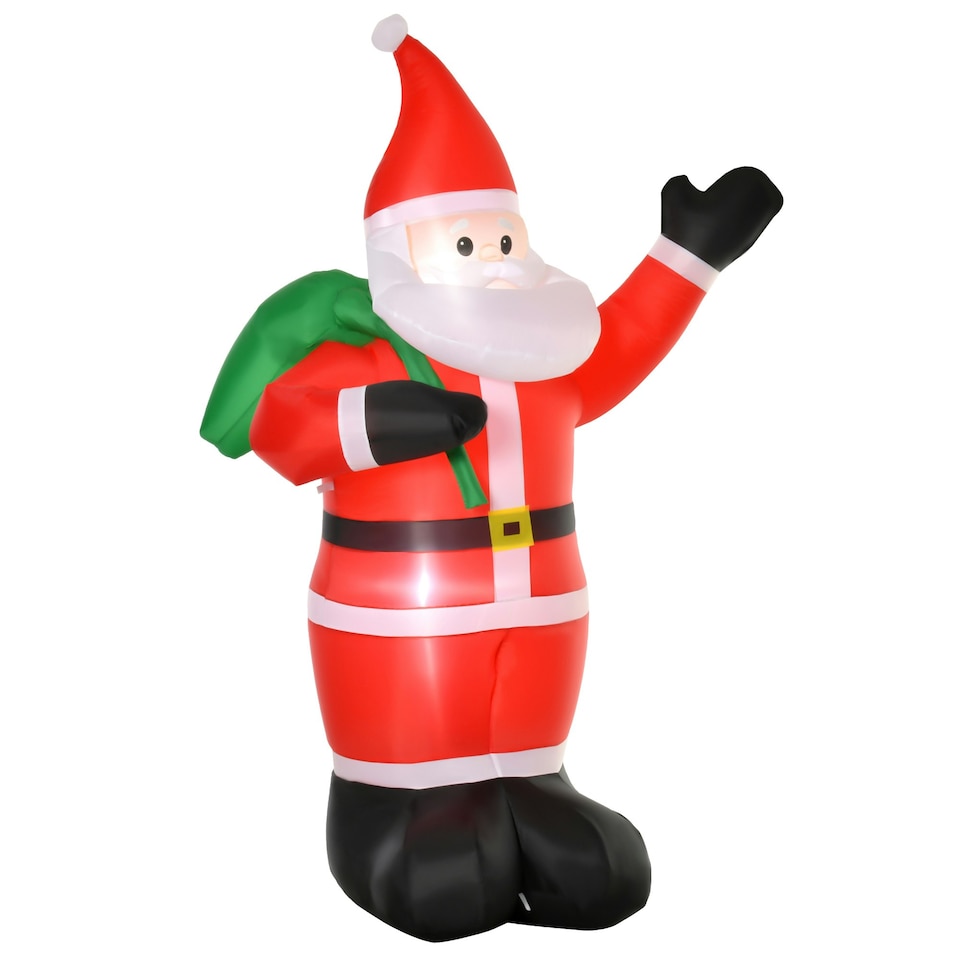image 1 of HOMCOM 8ft Lighted Christmas Inflatable Santa Claus Gift Bag Yard Decoration