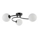 image 1 of Modern 3-Arm Matte Black Ceiling Light with Opal Swirl Glass Spherical Shades | Black