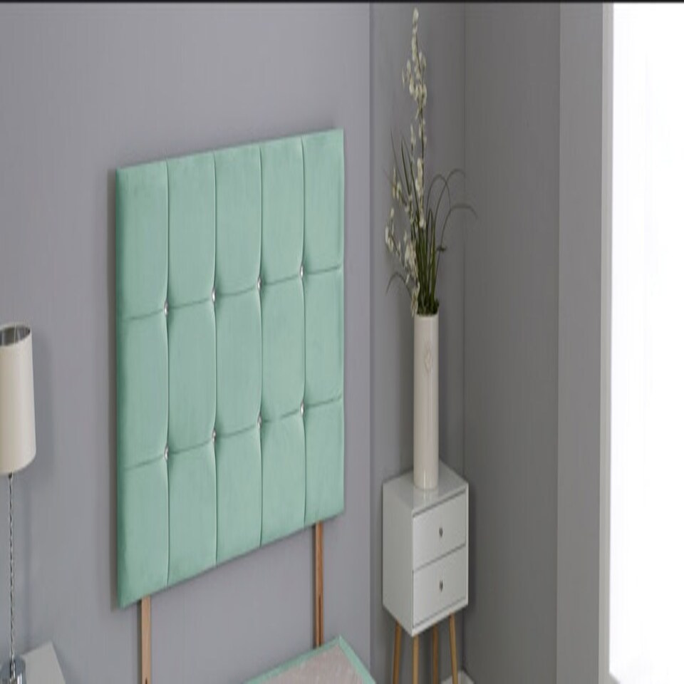 image 1 of Duck Egg Plush Velvet Cube Headboard N/A | 3FT Single 26"inch Headboard