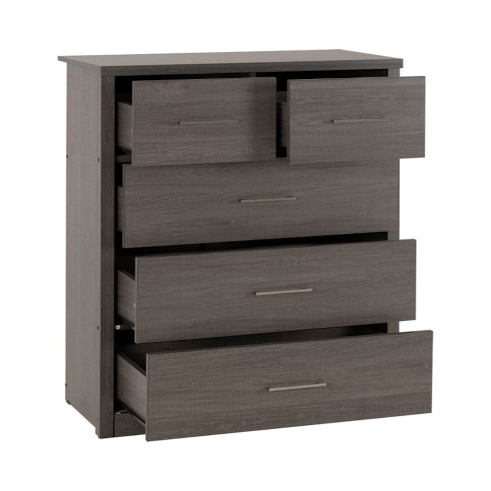 image 1 of Lisbon 3+2 Drawer Chest - L40 x W80.5 x H114 cm - Black Wood Grain