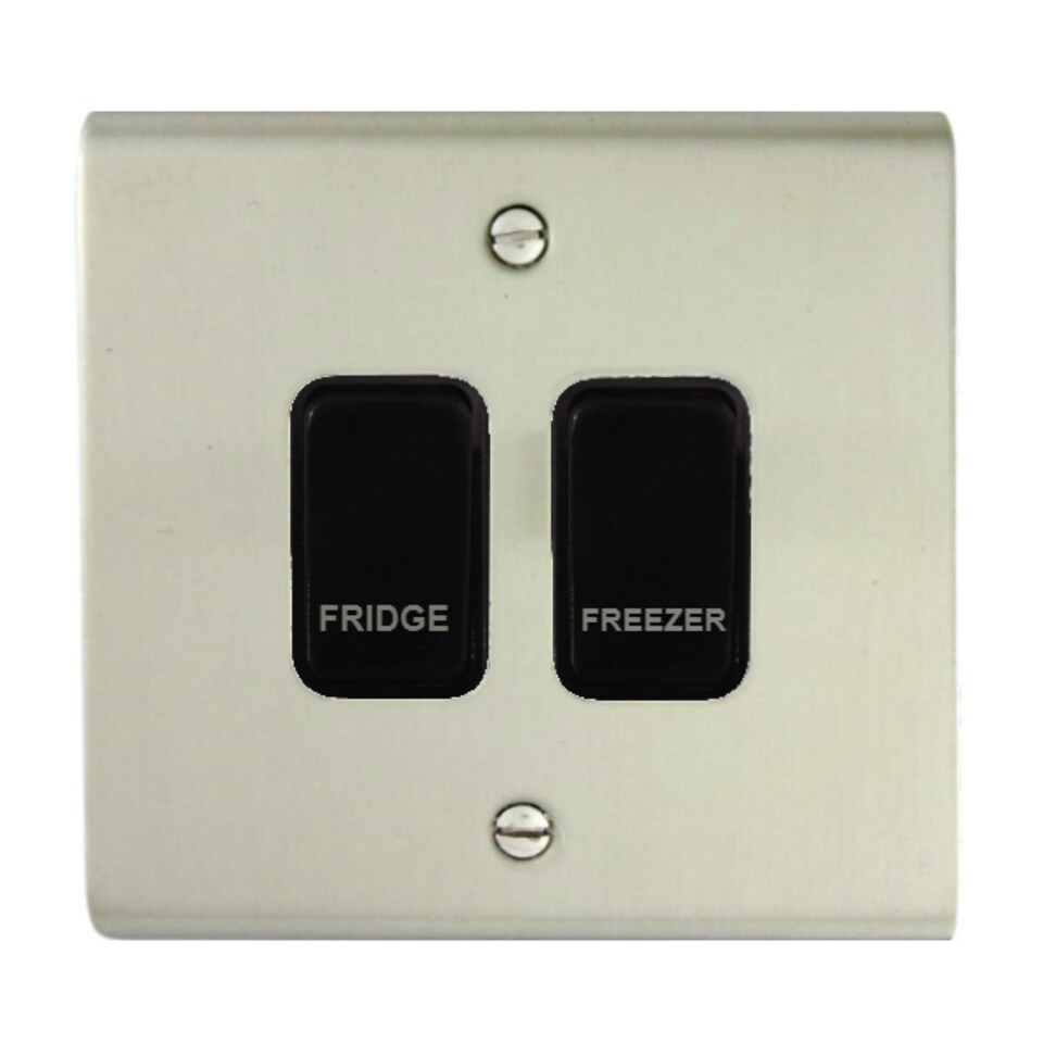 Deta Kitchen Grid Switch Stainless Steel / Black Switches - 2 Gang
