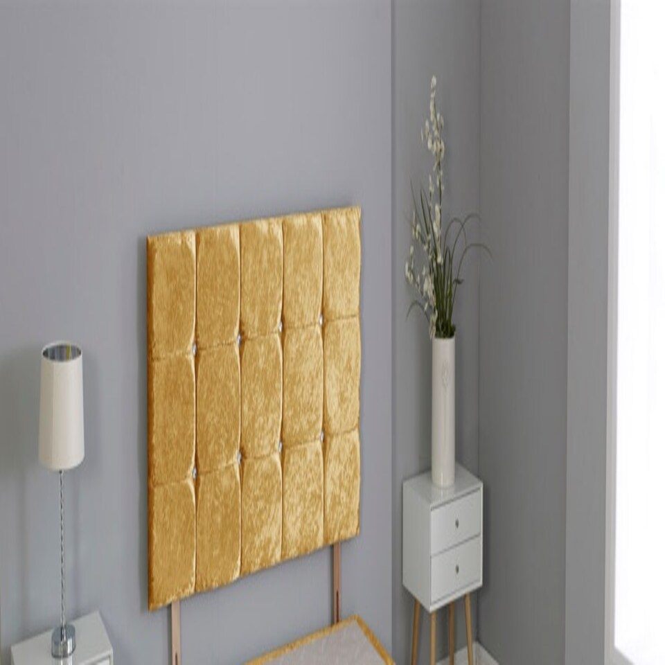 Crushed Velvet Gold Cube Headboard Gold | 2FT6 Small Single 26"inch Headboard