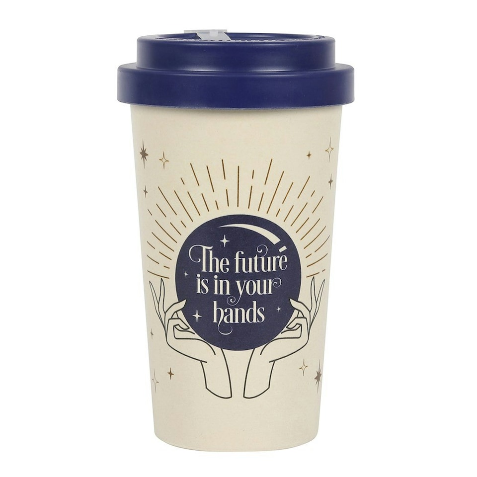 image 1 of Something Different Fortune Teller Bamboo Travel Mug - Off White/Navy - One Size
