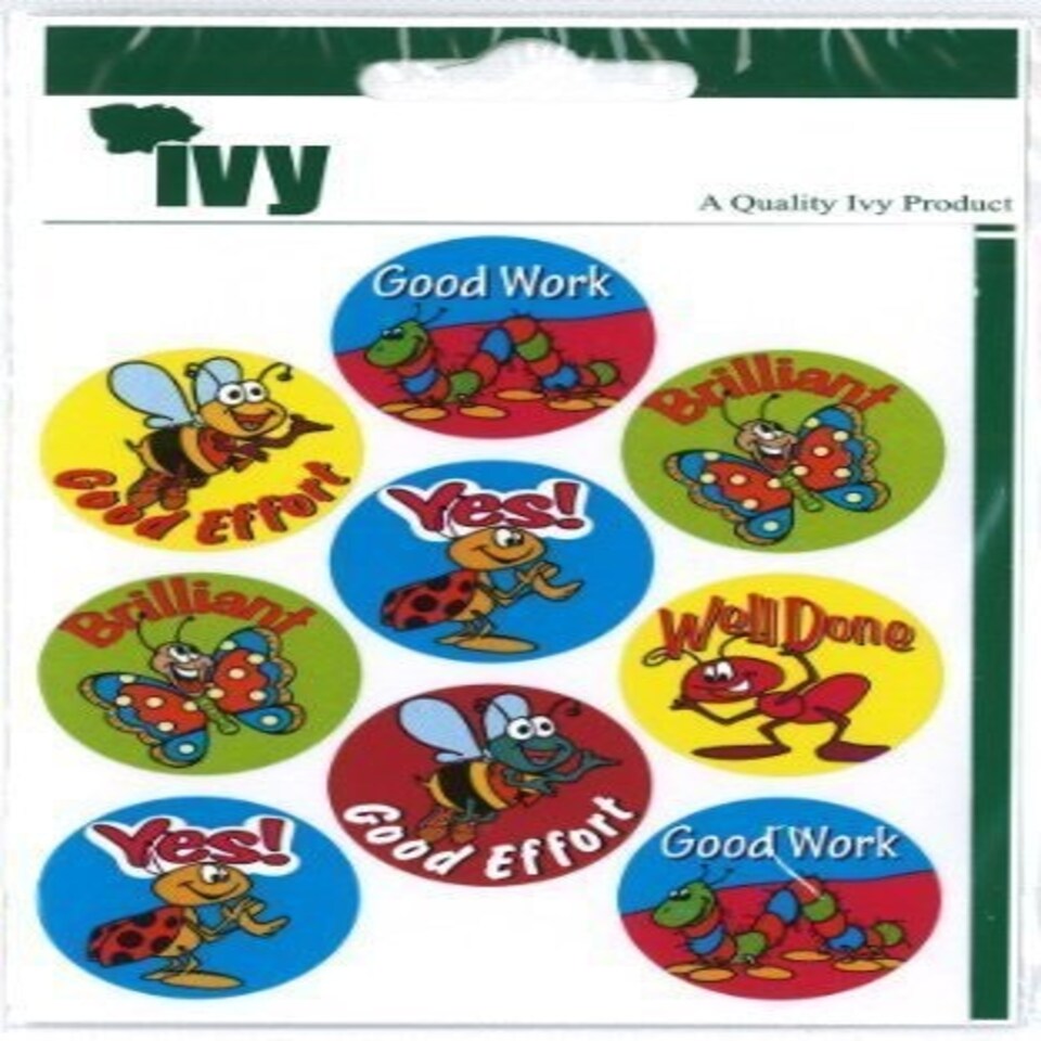 image 1 of 27 Motivational Bugs Stickers Circle Round Dot Sticky Labels Self Adhesive