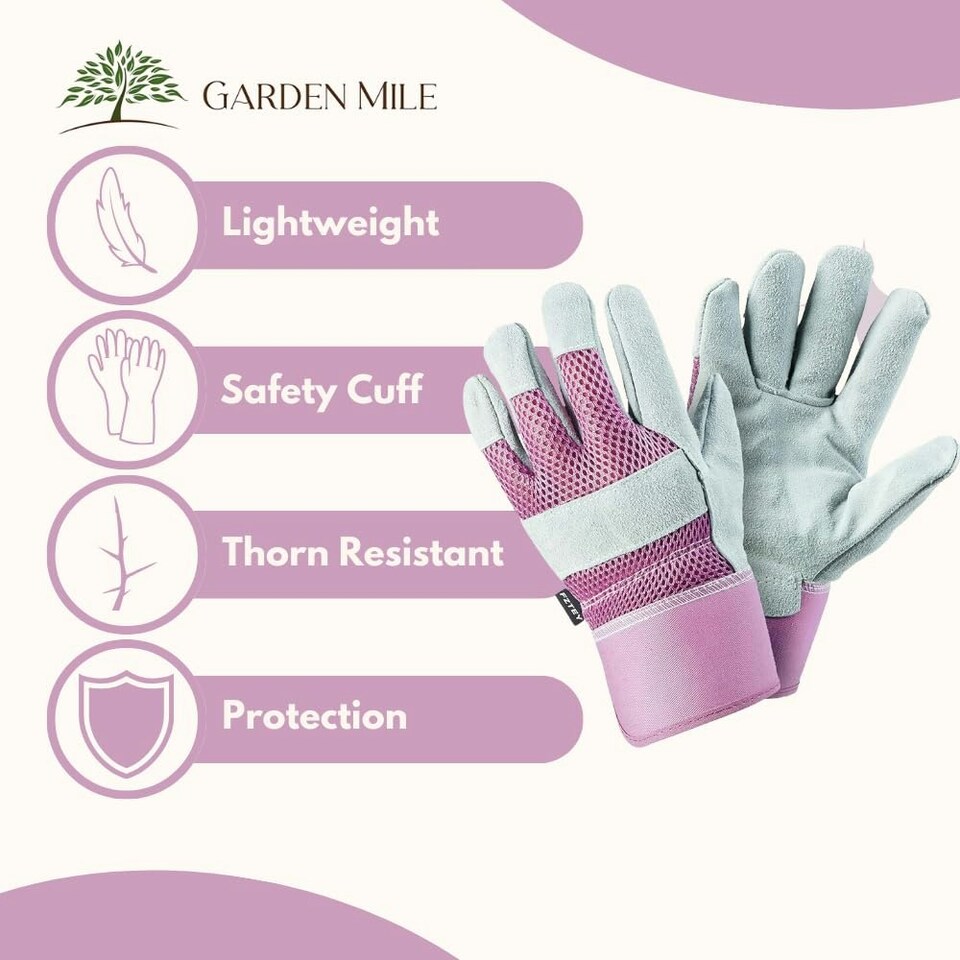 image 1 of Marco Paul Pink Leather Gardening Gloves Pink