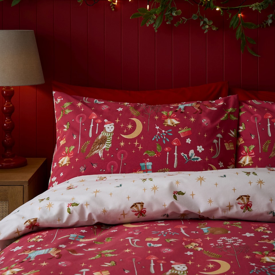 image 1 of Catherine Lansfield Christmas Enchanted Twilight Reversible Duvet Cover Set