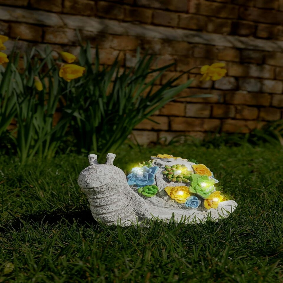 image 1 of Pack of 1 Solar Snail Garden Ornament Grey | One Size
