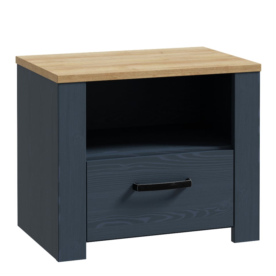 image 1 of Bohol 1 Drawer Bedside I n Navy Oak
