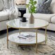 image 5 of Industrial 2 Tier Round Coffee Table With Tempered Glass Gold