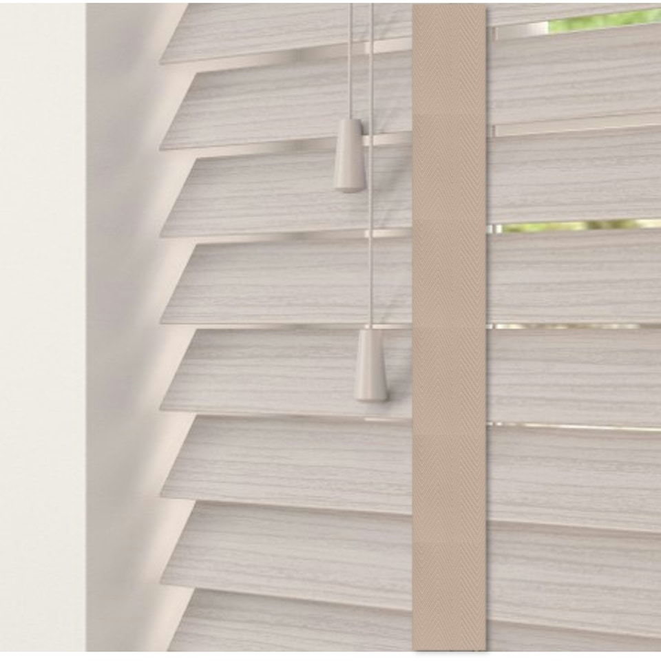 image 1 of 260cm Silver Birch Faux Wood Venetian Blinds with Tapes (120cm Drop) | Grey | Grey