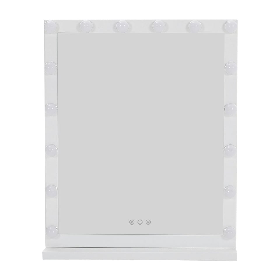 image 1 of Living and Home Hollywood Style Lighted Rectangular Vanity Mirror, 52cm W x 12cm D x 64.5cm H