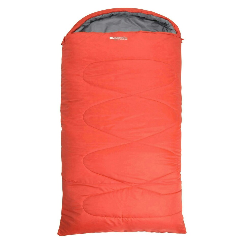 image 1 of Mountain Warehouse Summit 250 Square Sleeping Bag Insulated Two Way Zip Camp Bed Right Handed Zip - Long length (215cm) Orange | Burnt Orange