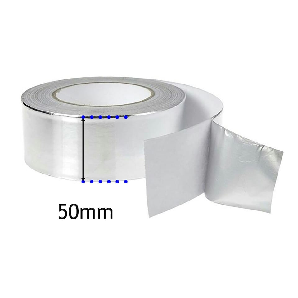 image 1 of SPARES2GO Universal Dishwasher Aluminium Foil Anti Condensation Worktop Tape (50mm x 45m)