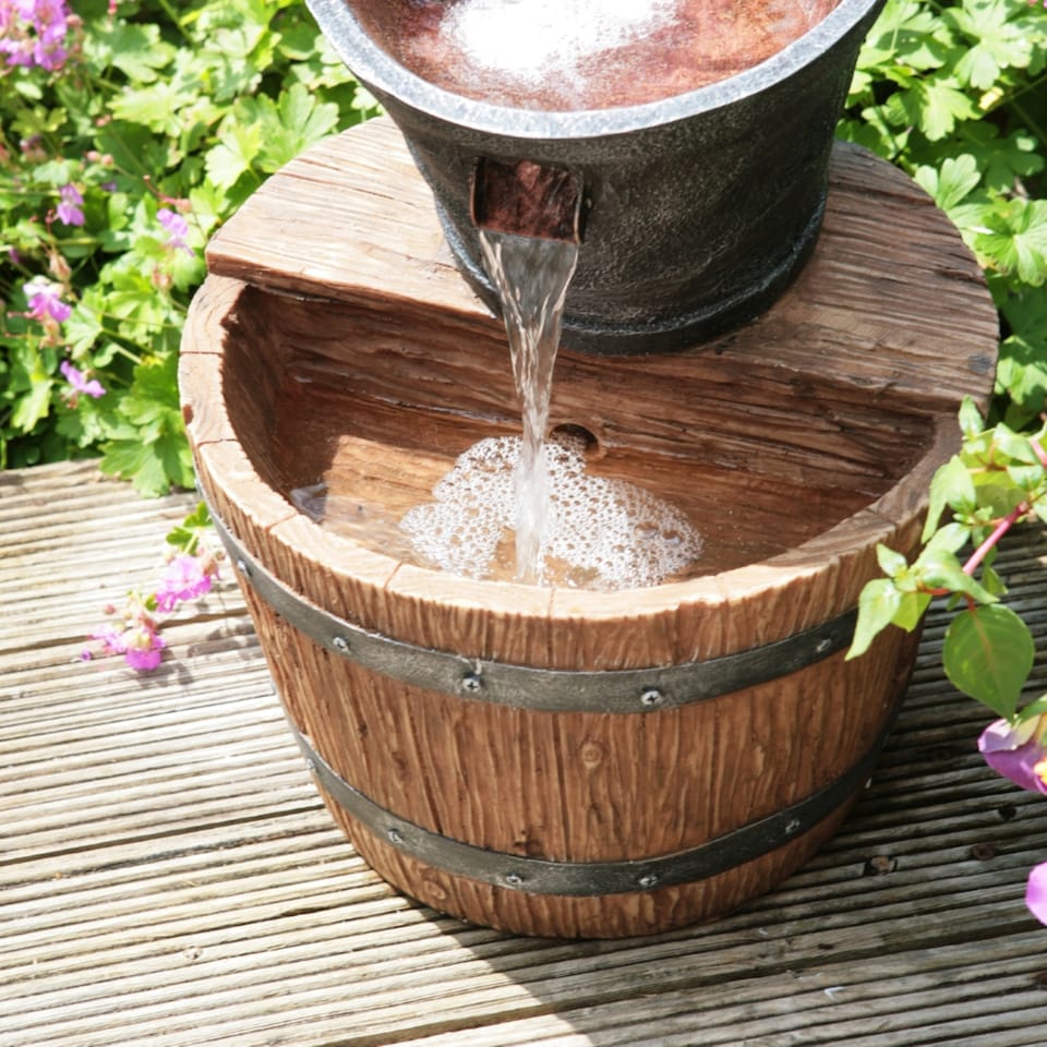 image 1 of Iron Tap, Bucket & Barrel Cascading Water Feature H62cm