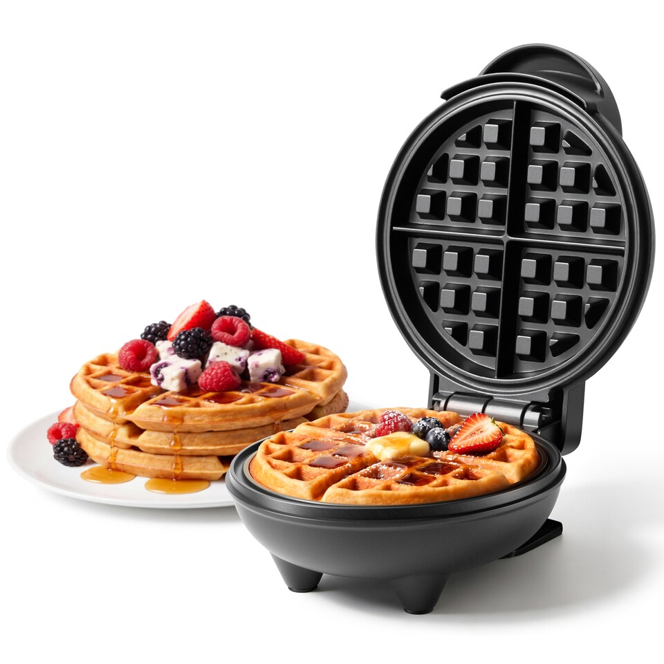 image 1 of Vonshef Mini Waffle Maker with 12.5cm Non Stick Plates 600W