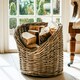 image 3 of Wicker Log Basket Round N/A